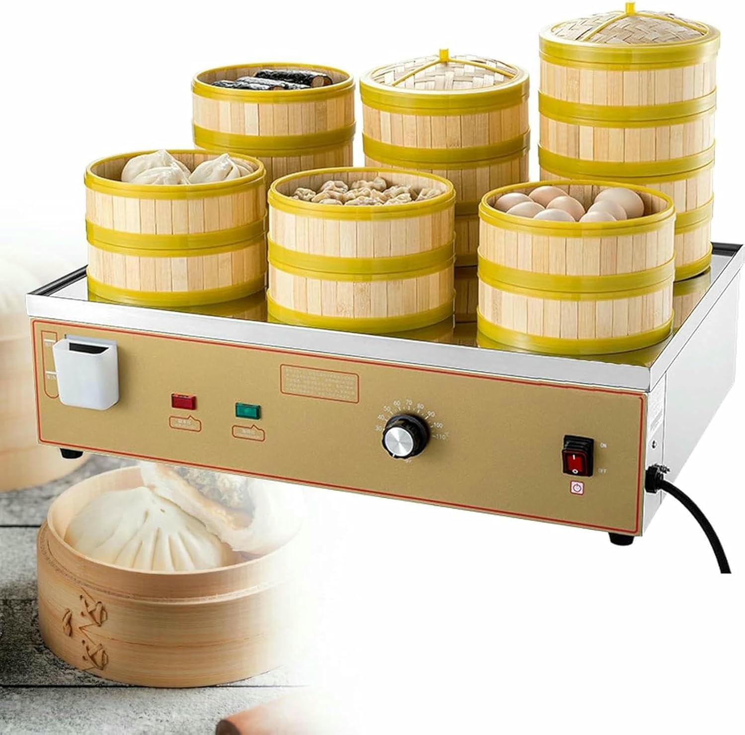 Stainless Steel Steamer, Commercial Electric Steamer, Electric Pancake Heater (4 Holes, 220 V)