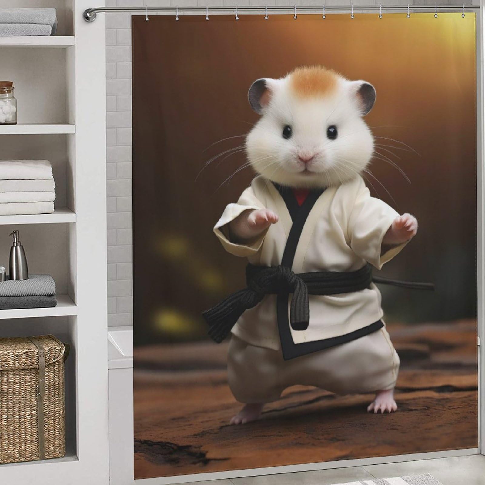 Rideau baignoire imperméable hamster avec 12 œillets et crochets