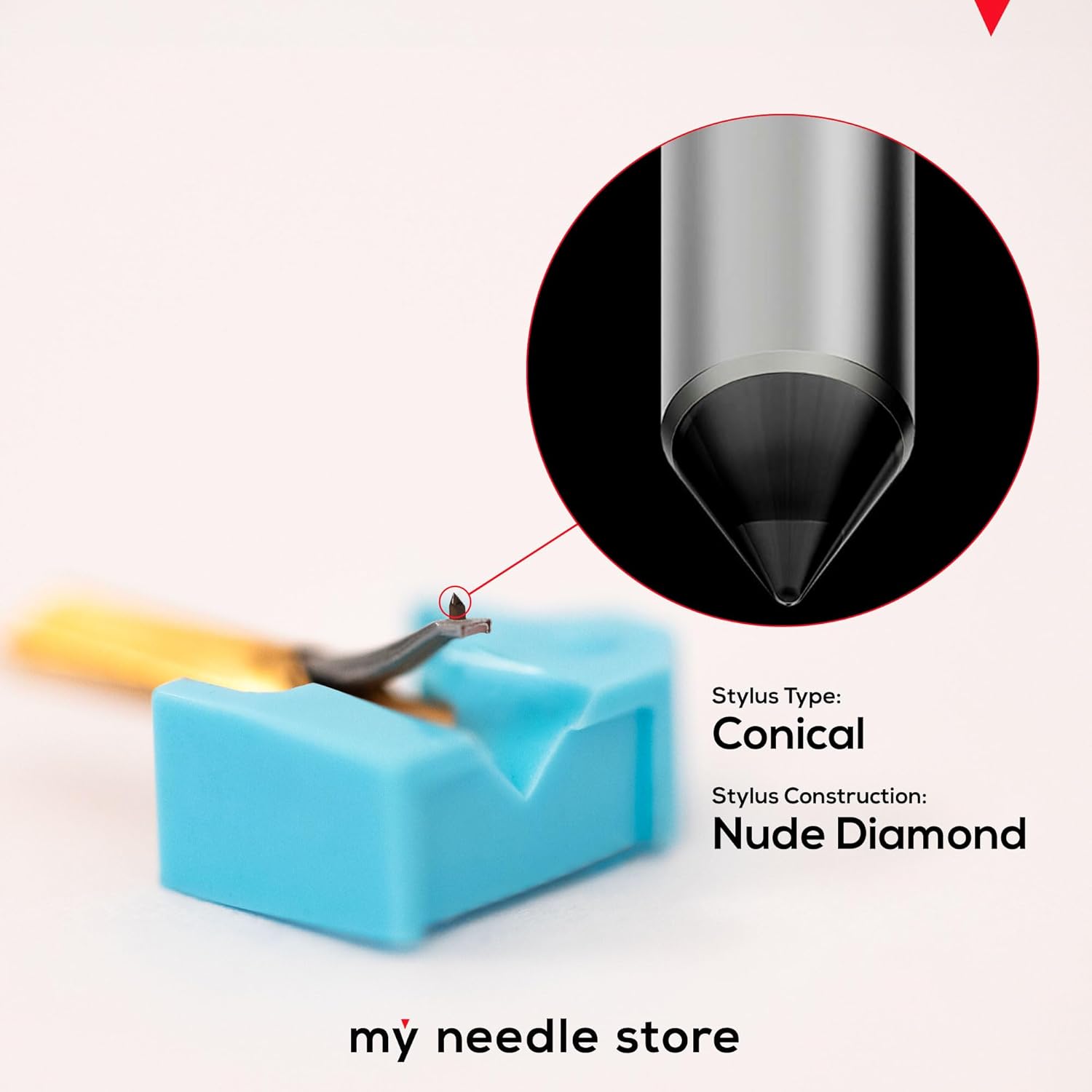 Turntable Needle Replacement Stylus Compatible with Shure N44-C / M44-C / N44-5 / N44-G / N44-E, with Nude Conical Diamond Tip, from My Needle Store, 776-D