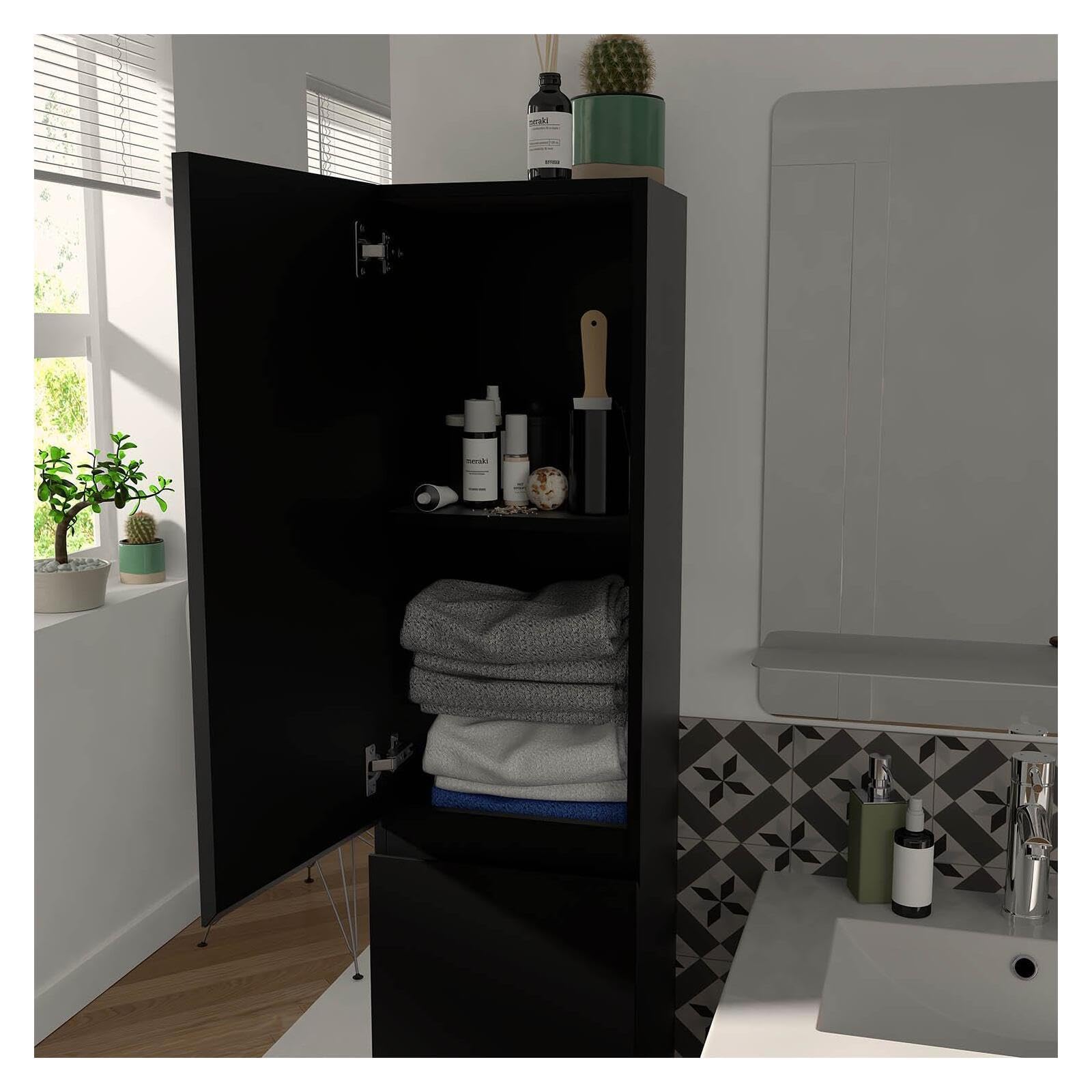 MOB-IN Ensemble Meuble Vasque Sorrento 80cm avec Robinet, Miroir et Colonne