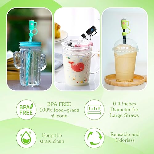 Miniatura 4 de 8 fundas de popote para Stanley Cup a prueba de polvo, reutilizables, de 0.394 pulgadas, tapas de pajita para vasos Stanley de 30 y 40 onzas, fundas