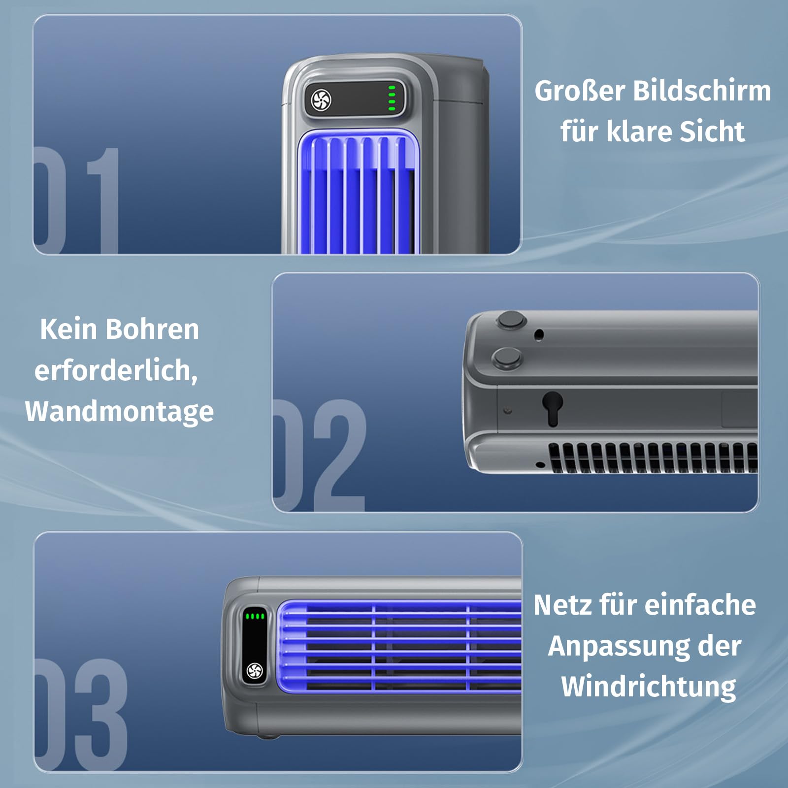 Festberg Cooling Ace Kabelloser Bladeless Turmventilator 3 Geschwindigkeiten Leiser Tischventilator Schlafzimmer