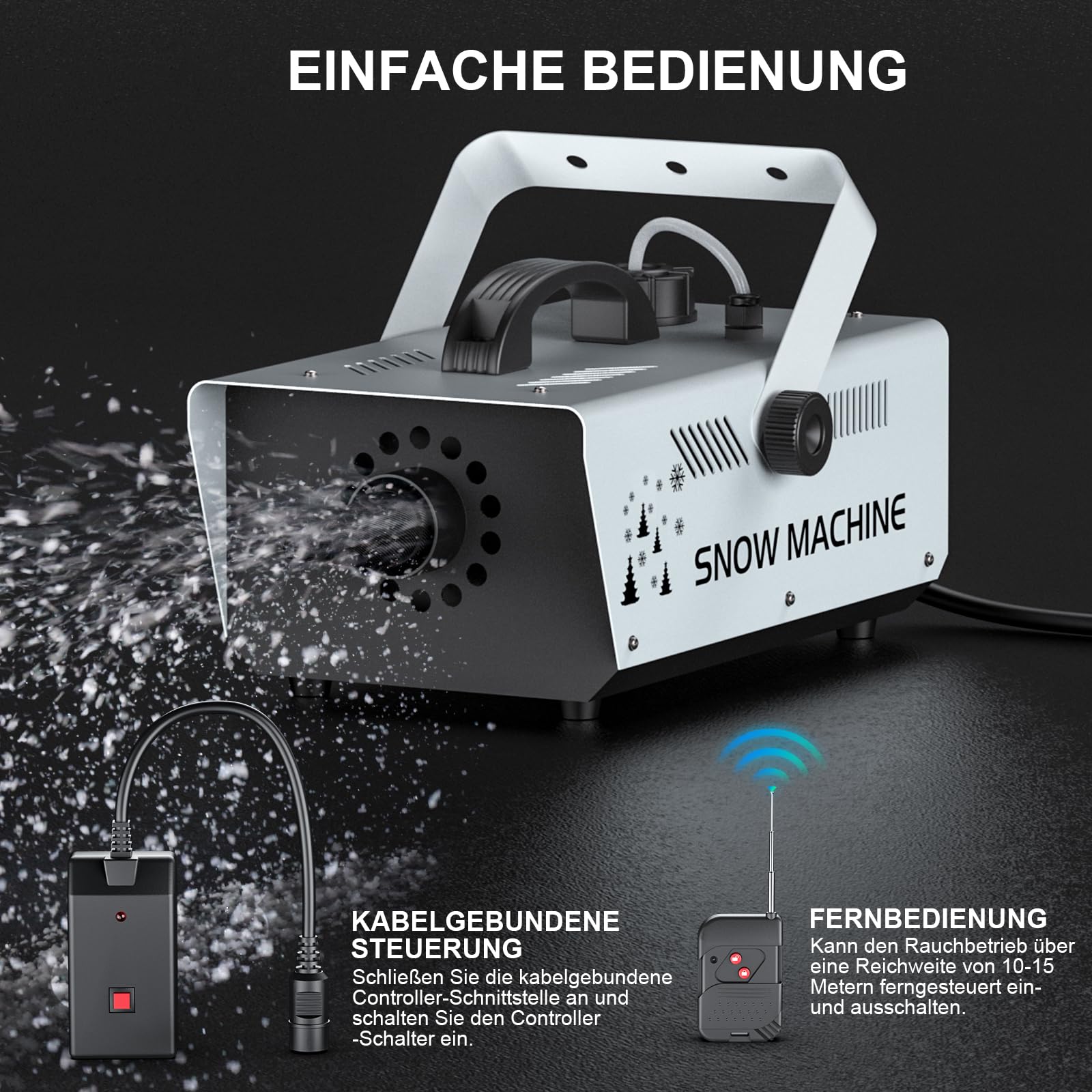 Sneeuwmaker machine met afstandsbediening, 1000W/1500W voor Sneeuwmaker machine met afstandsbediening, 1000W/1500W voor