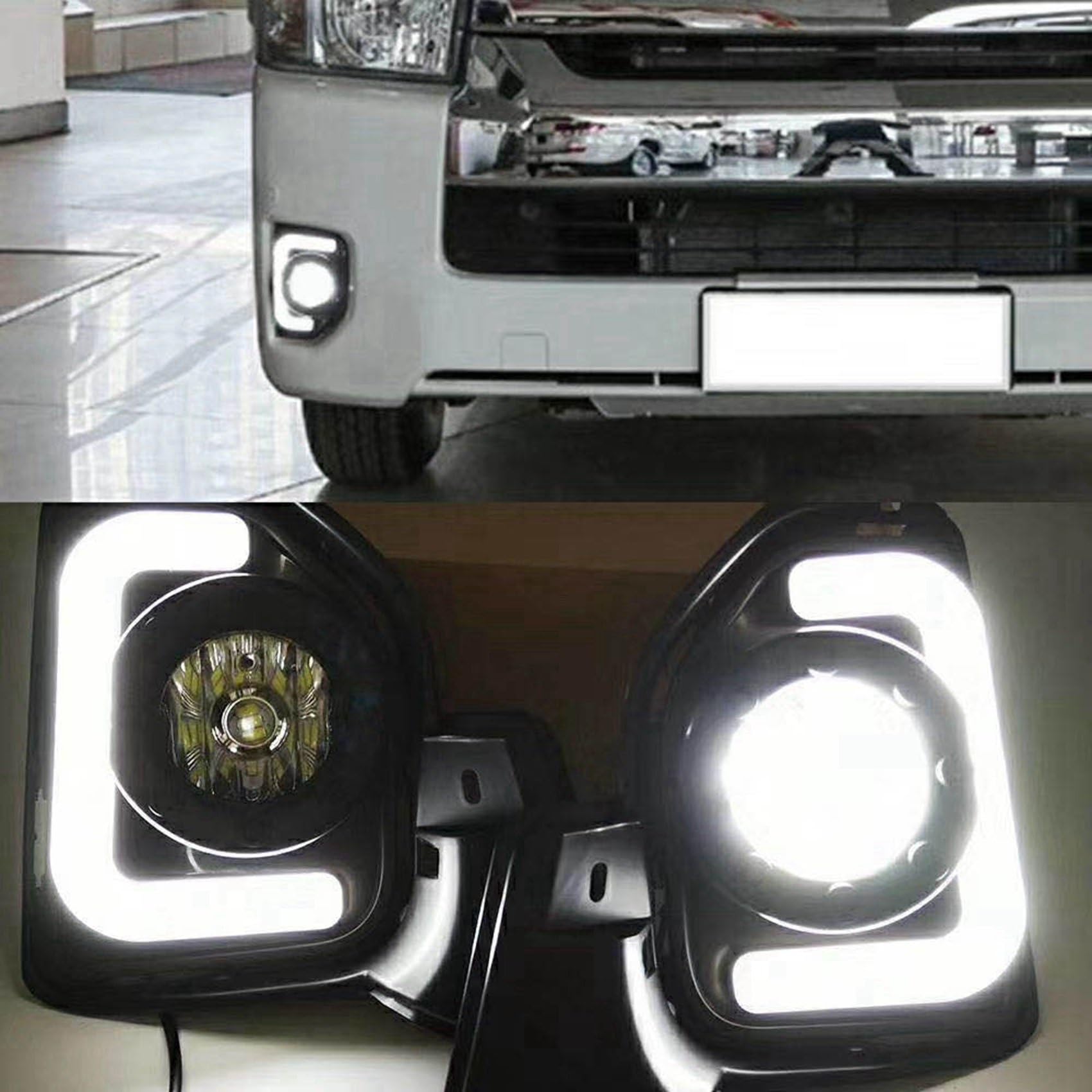 Auto Indicatore Direzione Compatibile con Toyota per Hiace 2014 2015 2016 2017 2018 Fendinebbia per Auto DRL Luce di Marcia Diurna Luci di Segnalazione per Auto Parti di Ricambio