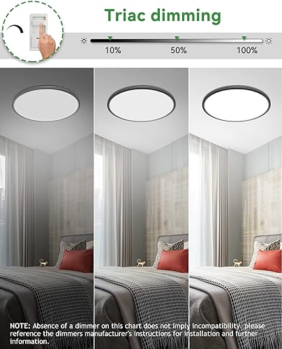 Miniatura 3 de Paquete de 1 lámpara de techo LED de montaje empotrado, color negro, 15.8 pulgadas, 36 vatios, regulable y 3000K-4500K-6000K, lámpara de techo de 3