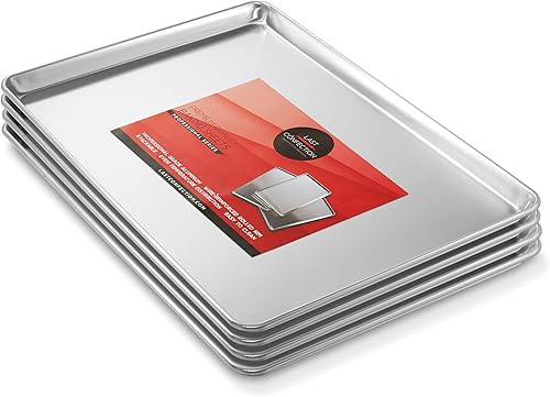 Miniatura 10 de Last Confection Bandejas para hornear de grado comercial de 18 x 26 pulgadas, paquete de 8 bandejas de aluminio para galletas con borde completo