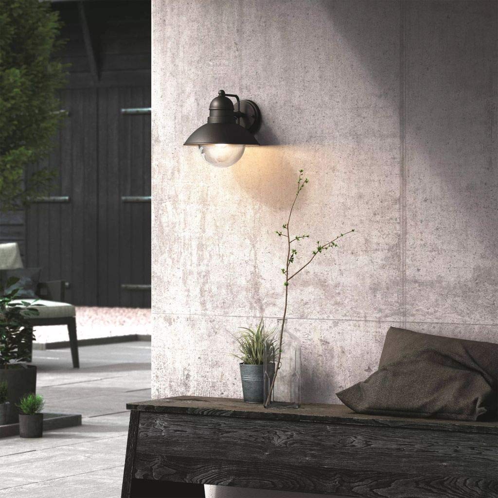 PHILIPS Hoverfly Aplique de Pared Exterior, IP44 Resistente a la Intemperie, Duradero, Aluminio, Diseño Clásico, Negro, Bombilla E27 Se Vende Por Separado