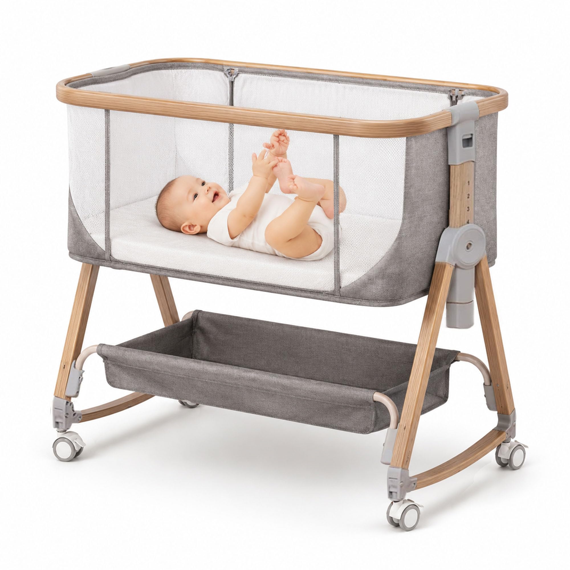 Amazon.co.jp: ベビーベッド 添い寝 新生児〜6ヶ月 揺りかご機能 吐き