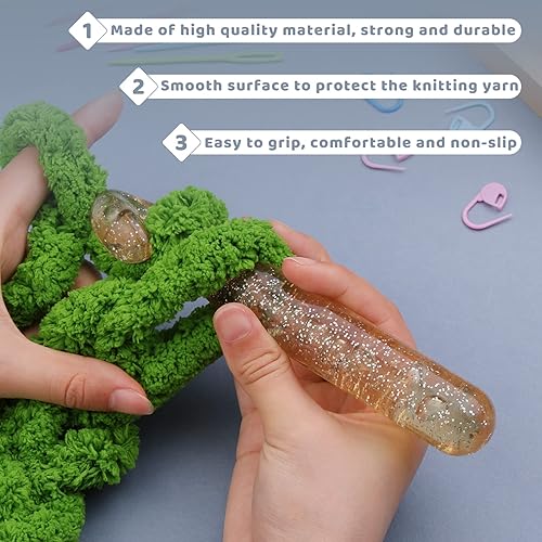 Miniatura 5 de Mayboos Gancho de ganchillo enorme de 0.984 in, agujas de ganchillo de hilo grande, mango de plástico extra largo de gran tamaño con 10 marcadores