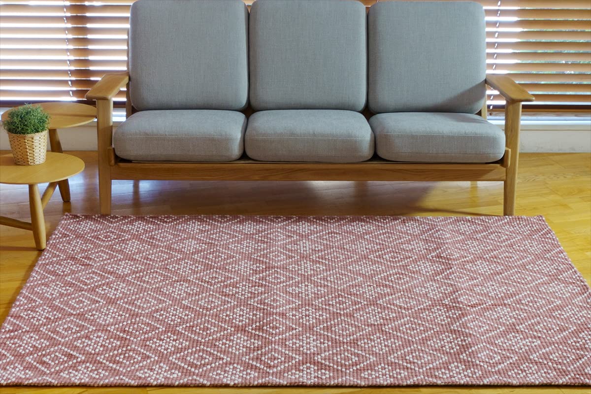 Amazon | Rugmart キリム 約1.5畳 140x200cm ローズ＆アイボリー