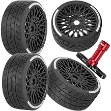 RC 4PCS Wheels and Tires for 1/8 Typhon 6s BLX,1/7 Infraction 6S BLX/Limitless,RC Highway Truck Tires,Plastic Wheel with Foam Inserts,Black