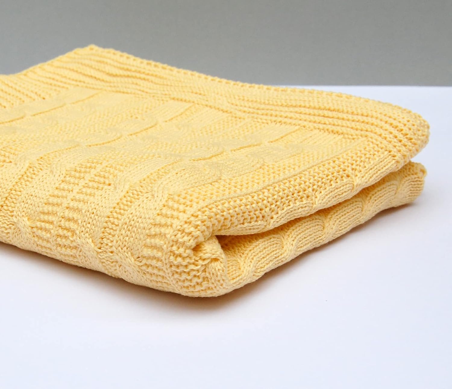 Personalize Baby Blanket with Name Cable Knit Girl Boy (Yellow)