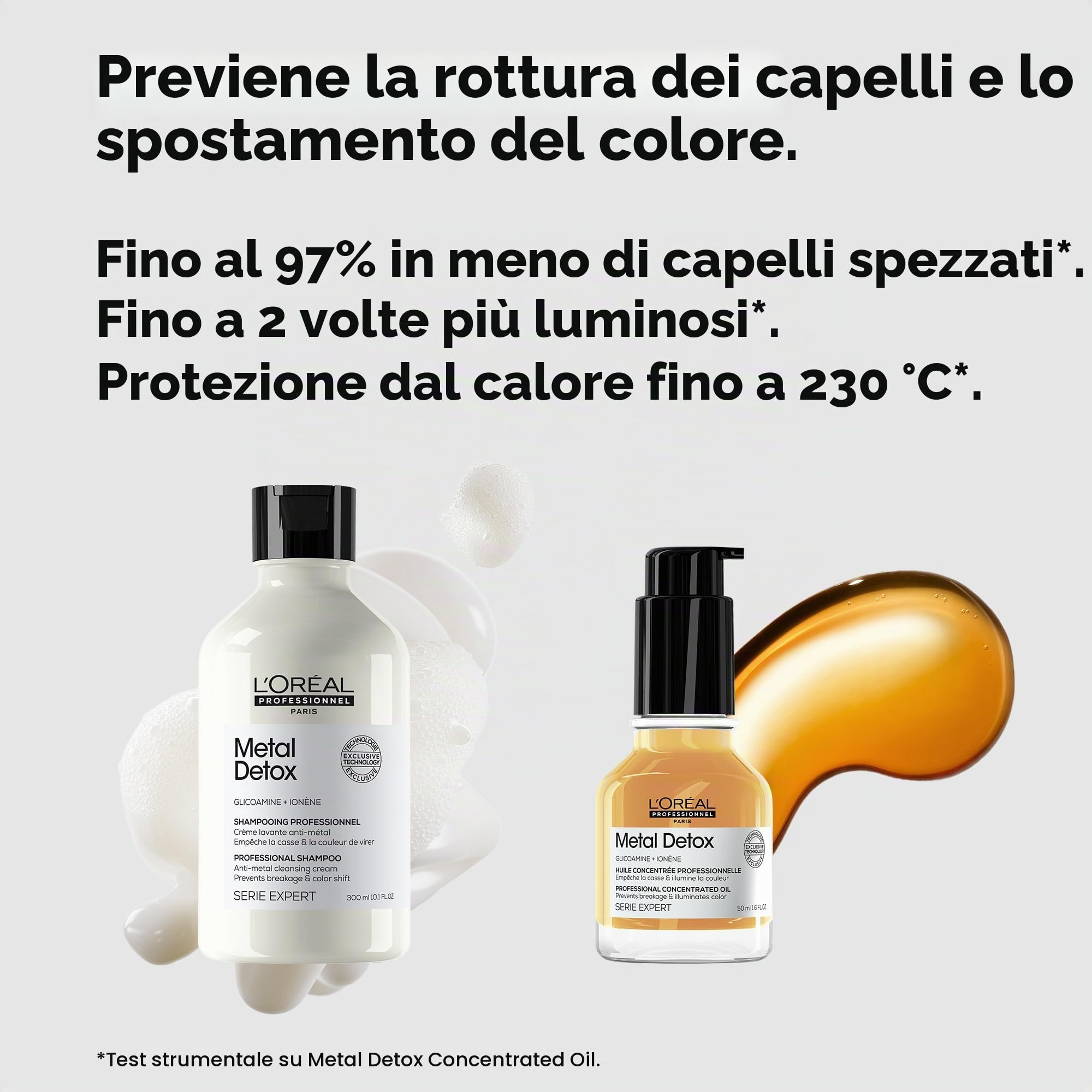 L'Oréal Professionnel Paris | Metal Detox Shampoo Ristrutturante + Olio Professionale Concentrato per Tutti i Tipi di Capelli Danneggiati, Stop a Rottura e a Colori Indesiderati