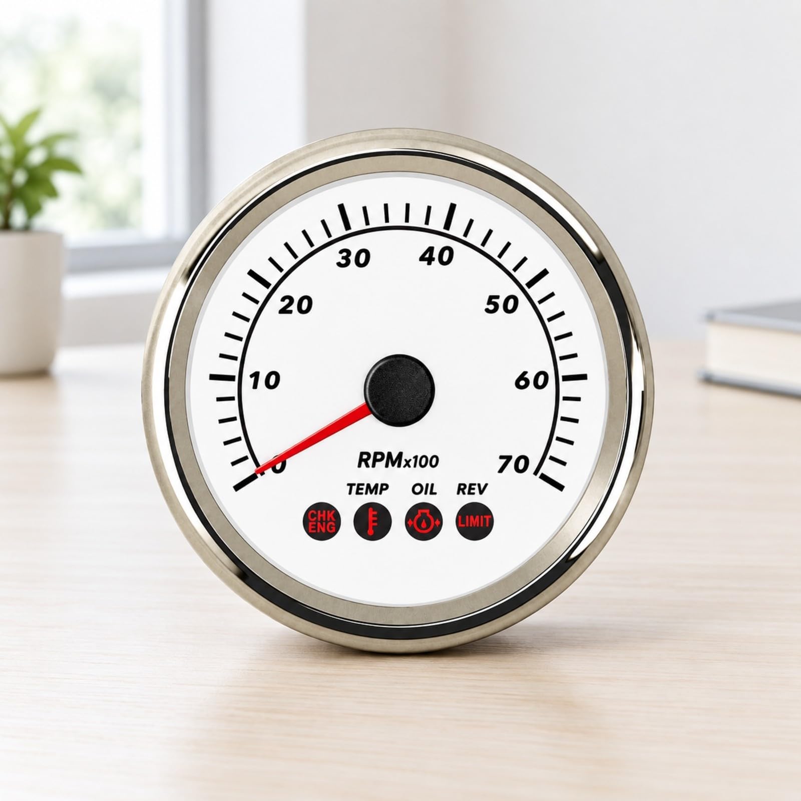 Tacómetro 85 Mm con 7000 RPM Impermeable IP67 Tacómetro con Pantalla Aguja Resistente Medidor para Grupos Electrógenos, Pcmh3-7ka Blk