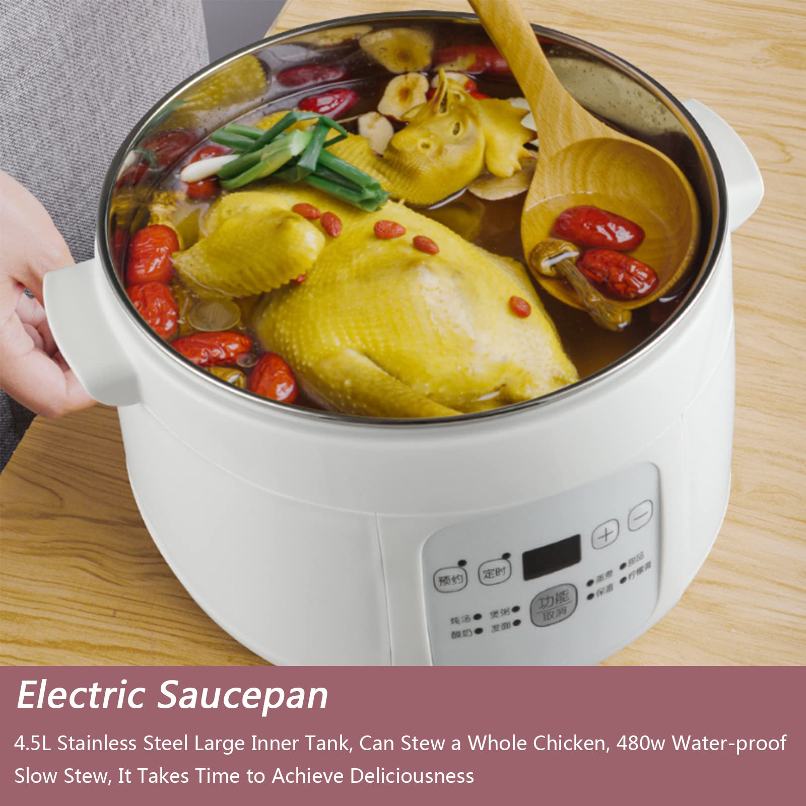 Stufato elettrico pentola a cottura lenta con rivestimento in ceramica da 3,5 l, pentola multifunzione per uso domestico Utensili da cucina professionali con funzione di appuntamen