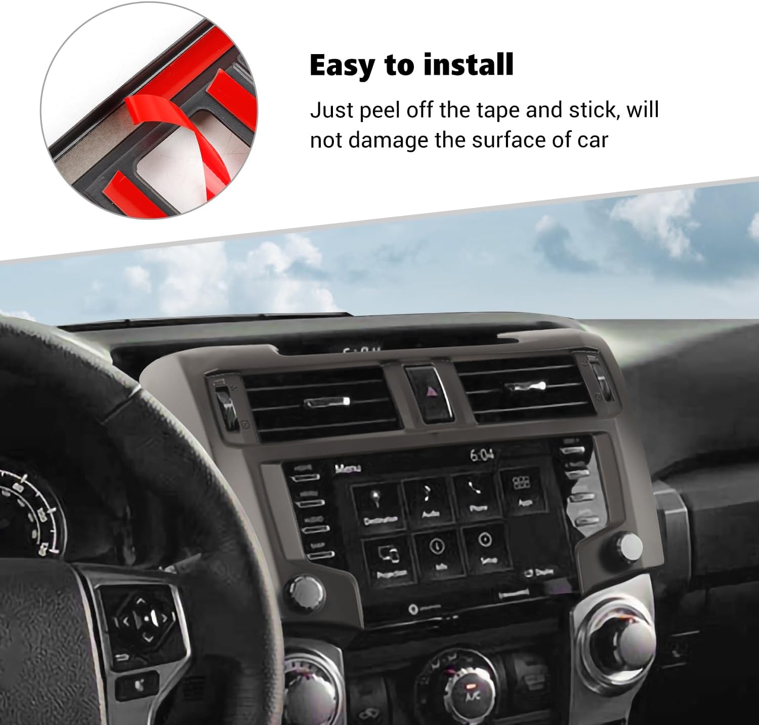 Voodonala for 4Runner Center Console Navigation Panel Cover Interior Antiscrach Antidust Decal Panel Cover for Toyota 4Runner 2020-2023(Matte Black)