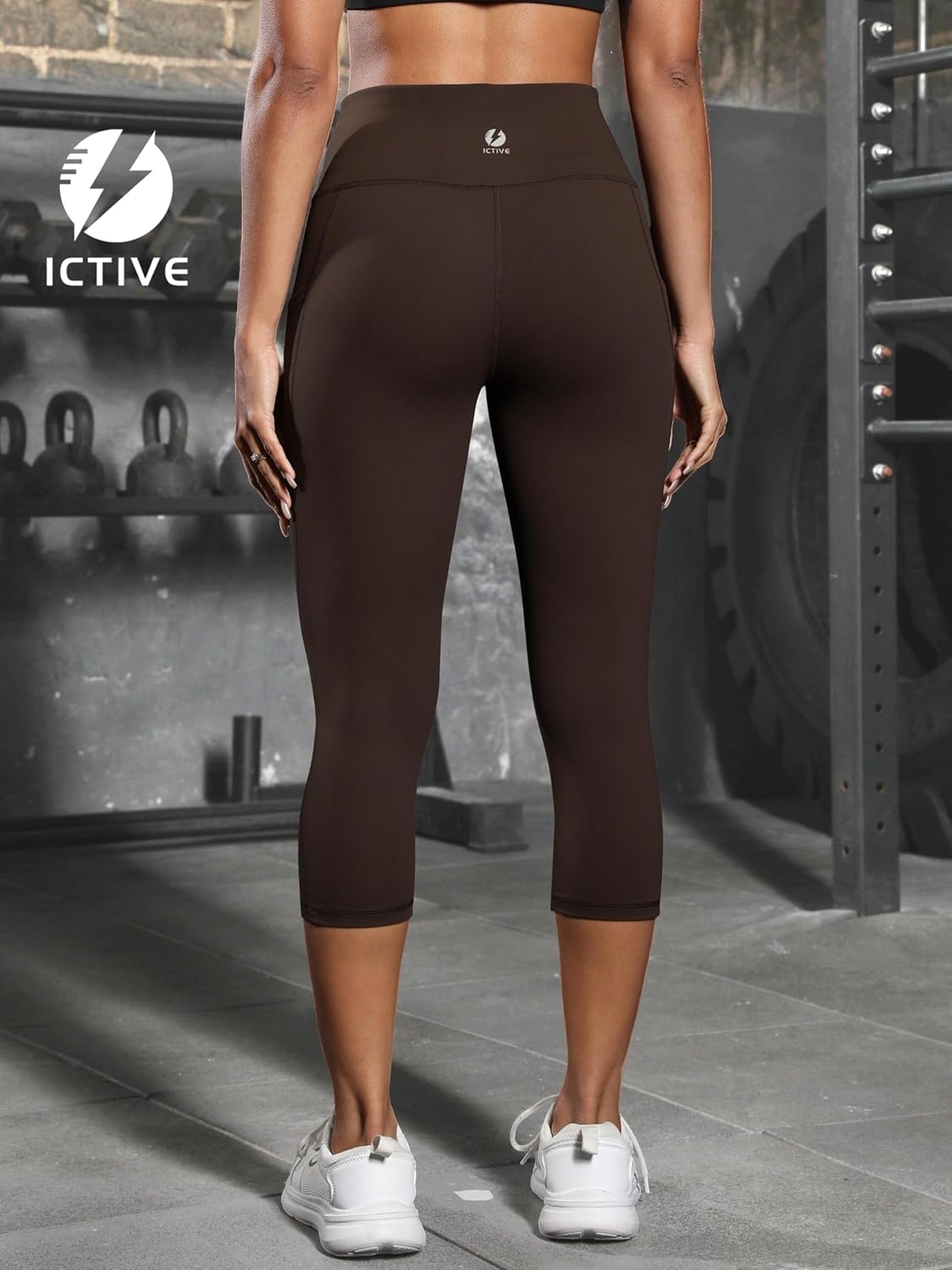 Fihapyli ICTIVE Women's Capris Yoga Pants with Pockets Running Pilates Fitness Running High Waisted Leggings - Image 4