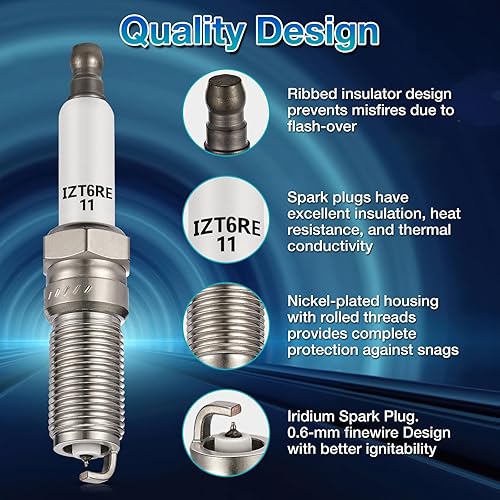 Miniatura 2 de BDFHYK Juego de 6 bujías de iridio compatibles con Chevy Buick Cadillac GMC Saturn,2.0L 2.4L 2.5L 2.8L 3.0L 3.5L 3.6L 4.6L 6.0L L4 V6 V8, reemplazo