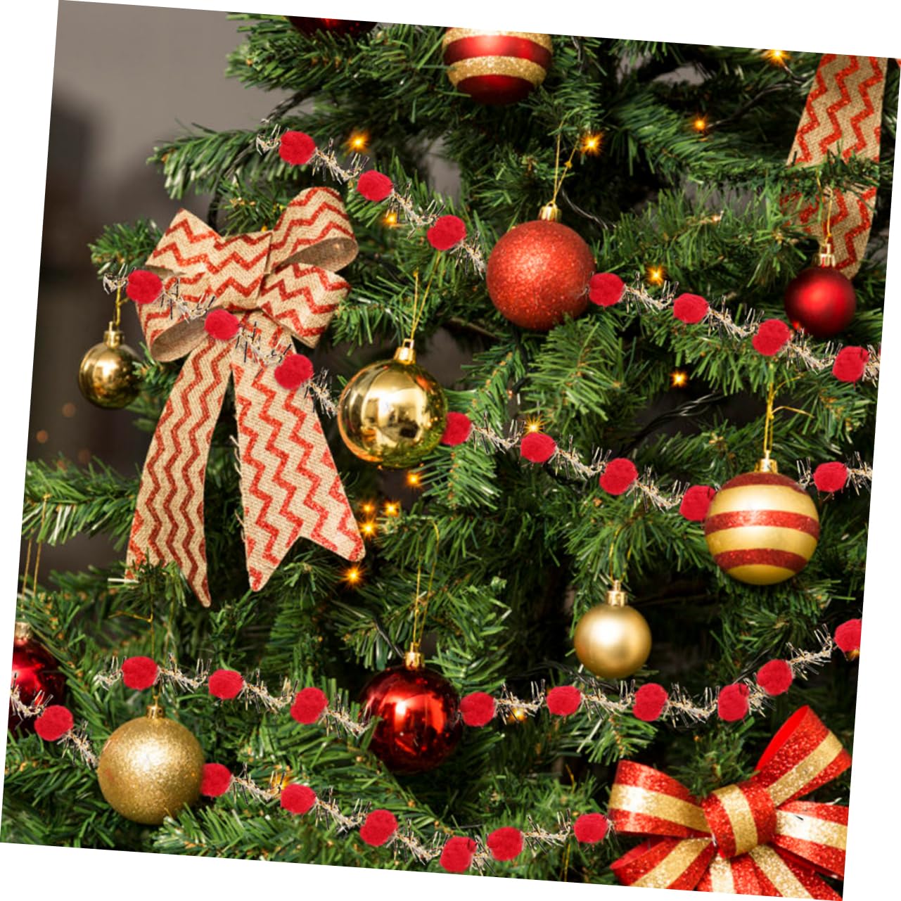EXCEART 6rollos Cinta Decorativa De Pompones De Purpurina Para Árbol De Navidad De Cinta Para Manualidades y Para Decoración De Fiestas y Eventos