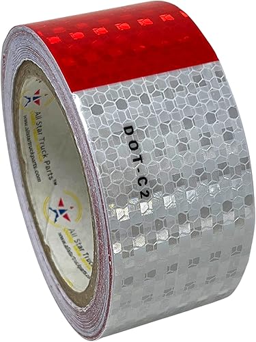 Miniatura 4 de ] Cinta de visibilidad DOT-C2 aprobada para remolque reflectante rojo y blanco (1 pulgada x 12 pies)