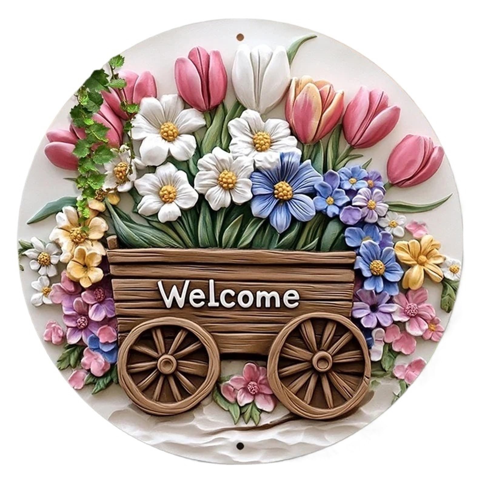 Wooden Welcome Sign 2D 1PC Wooden Disc Welcome Float Theme Sign 8 Inch Design Decorative Art Wall Plaque Bedroom Office for home(30x30)