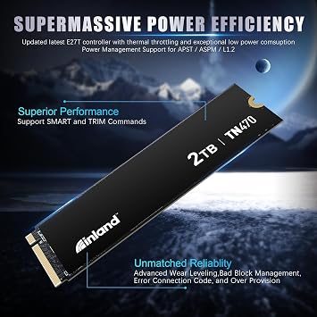 Inland TN470 2TB NVMe SSD PCIe 4.0 Gen4x4 Internal Gaming Solid State Drive