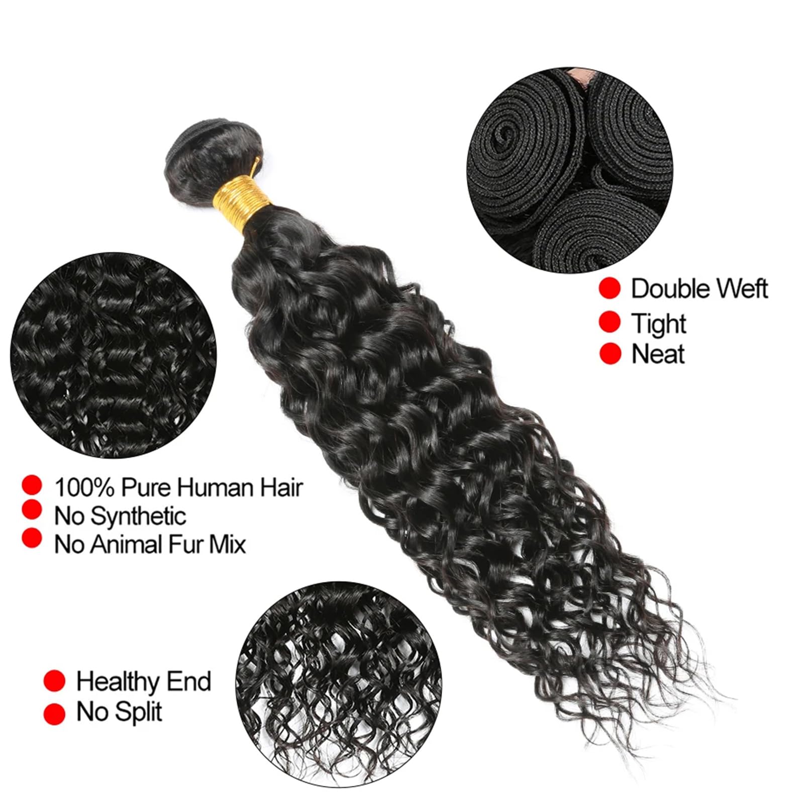 14 Inch Human Hair Extensions Water Wave Bundles 100g Single Weft 71HZFStLR7L.jpg main image 2