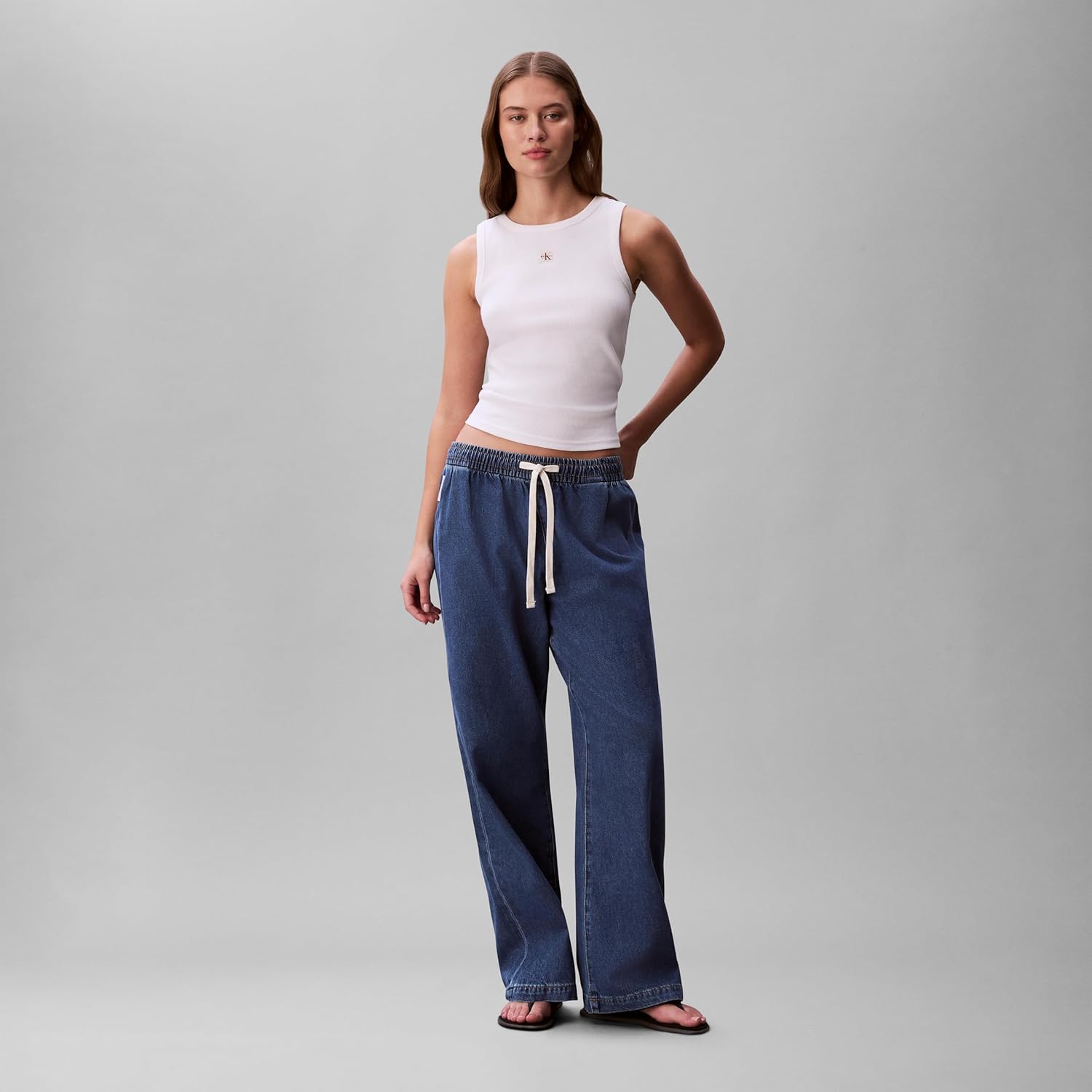 Calvin Klein Womens Lightweight Denim Pull-on Pants