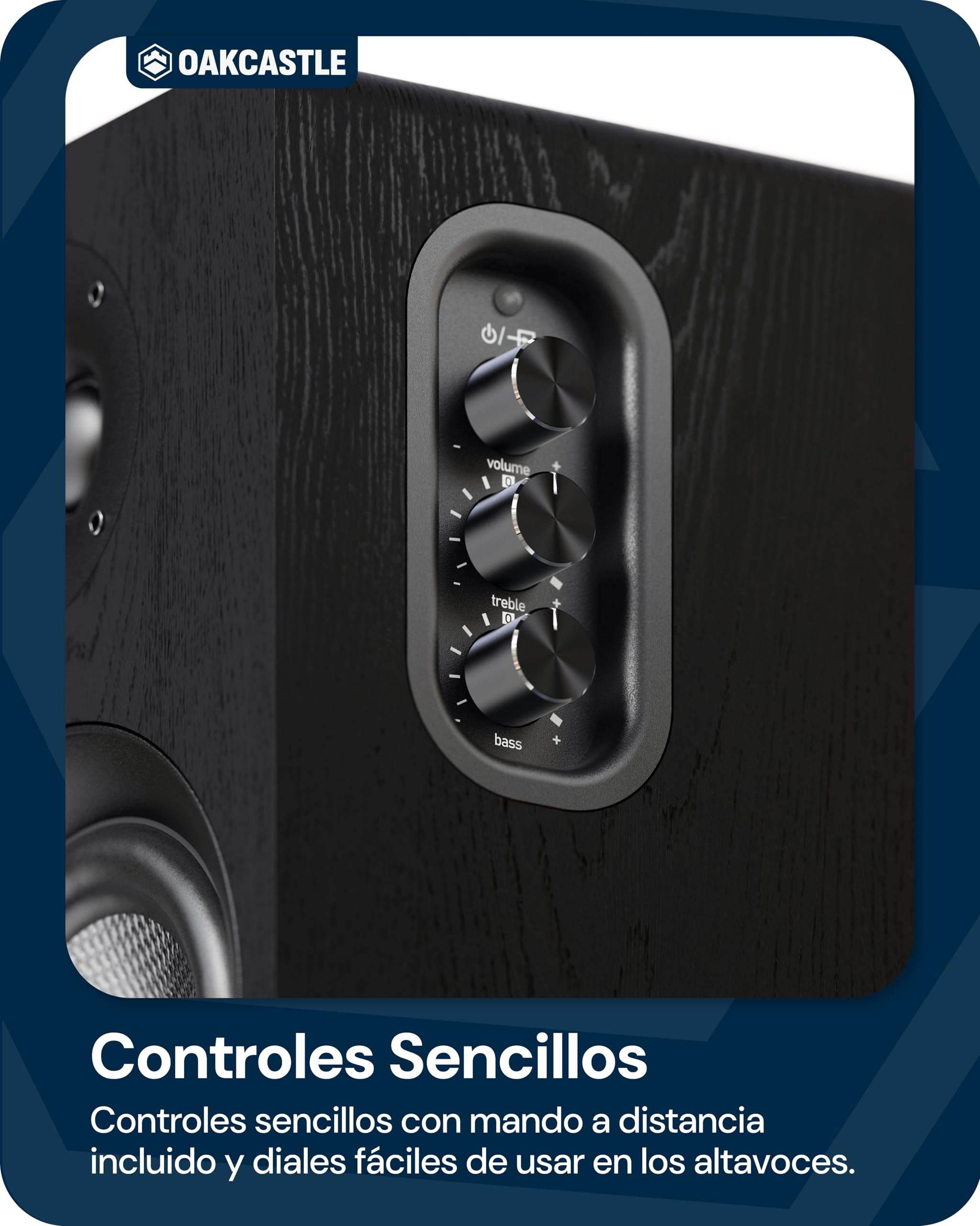 Oakcastle BK100 Altavoces Autoamplificados Bluetooth 5.4 | 60W 2.0 Altavoz PC | Altavoces para TV con HDMI ARC | Altavoz Activos para Tocadiscos | Monitores de Estudio HiFi con Control Remoto (Negro)