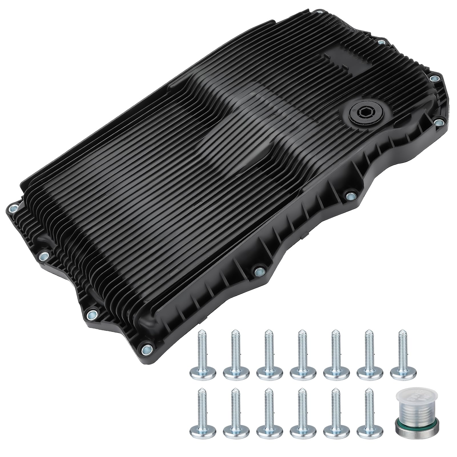 Transmission Oil Pan with Gasket Drain Plug Fit for Ram 1500 2500 3500 & Fit for Jeep Grand Cherokee & Fit for Dodge Charger, Challenger, Charger & Fit for Chrysler 300, 8 Speed Transmission