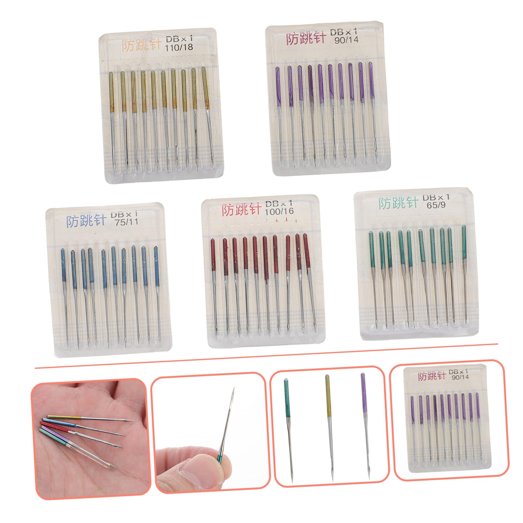 Homoyoyo 50 Agujas de Coser para Máquina Industrial Metal Antidesgaste para Tela Elástica y Lienzo en Costura Doméstica Ligera y Duradera