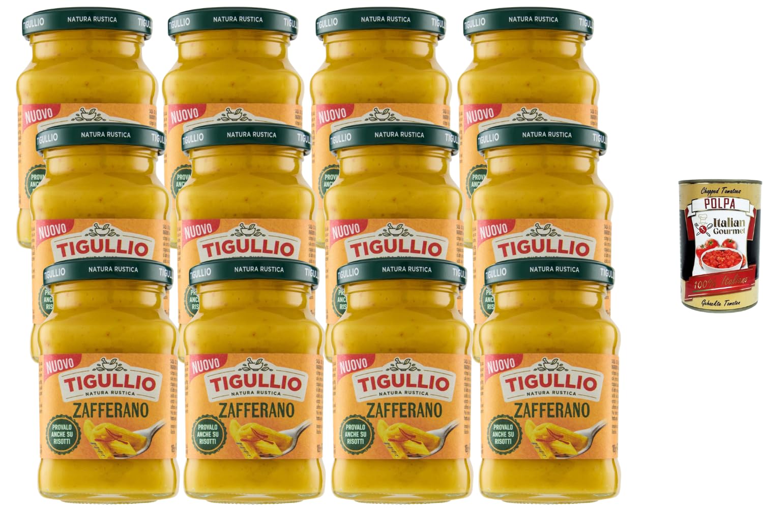 Italian Gourmet Bundle Safran Sauce 12x 185g + Italian Gourmet Polpa Gratis – Cremige italienische Sauce mit Safran, Pastasauce für Risotto, Pasta, Gnocchi, Gemüse, Fleisch, Fisch & Vorrat 2,22kg