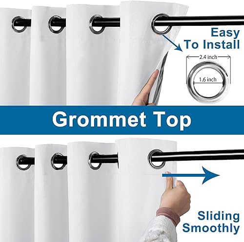 Miniatura 10 de DWCN Cortinas blancas 100% opacas de 72 pulgadas de largo para sala de estar, aislamiento térmico, bloqueo de luz, oscurecimiento de habitación
