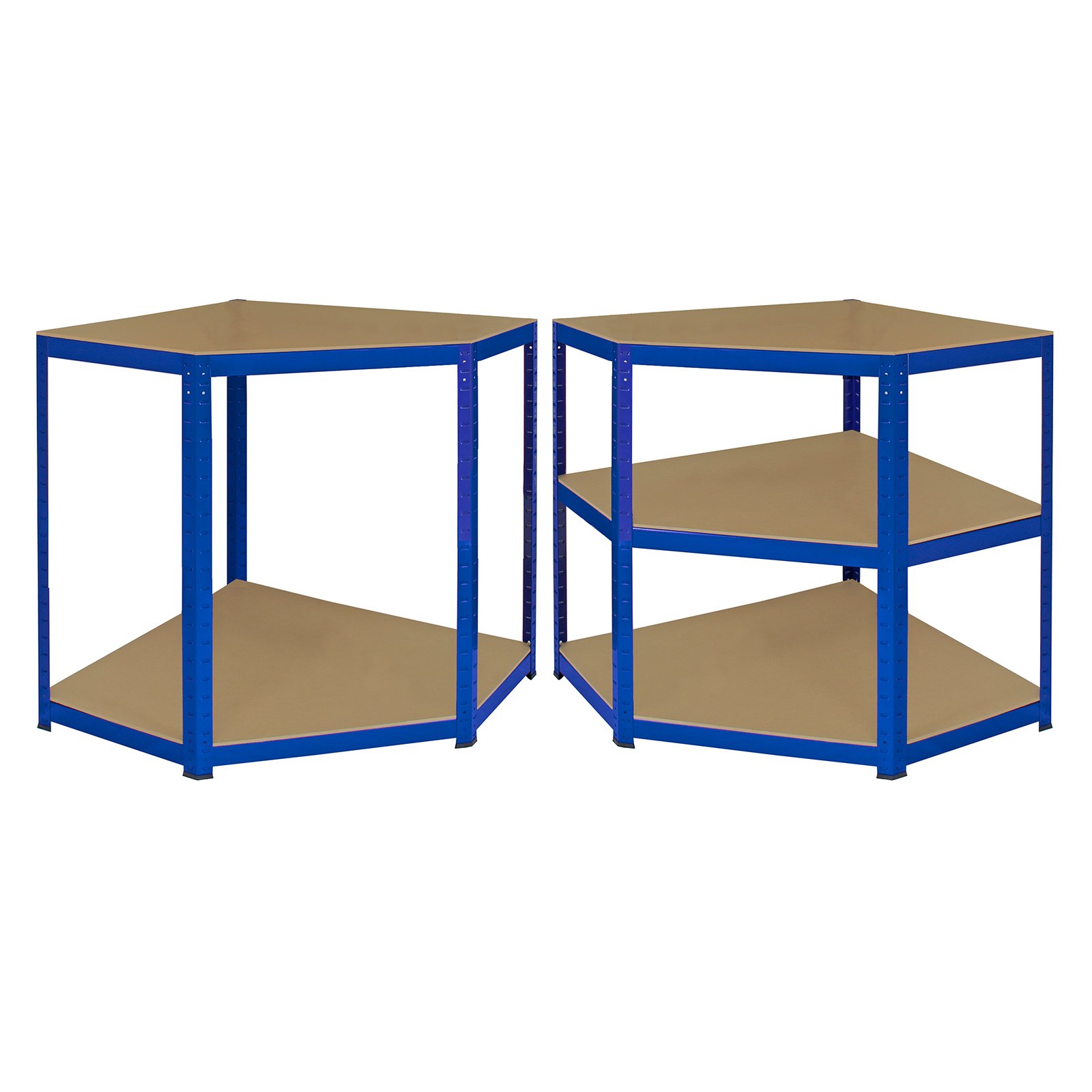 Estantería Esquinera Metálica Azul T-Rax Sin Tornillos 90x45x180cm Estanteria Rinconera Esquina de 5 Estantes Baldas Repisas Capacidad 265kg por Estante Almacenamiento Almacenaje Oficina Taller Garaje