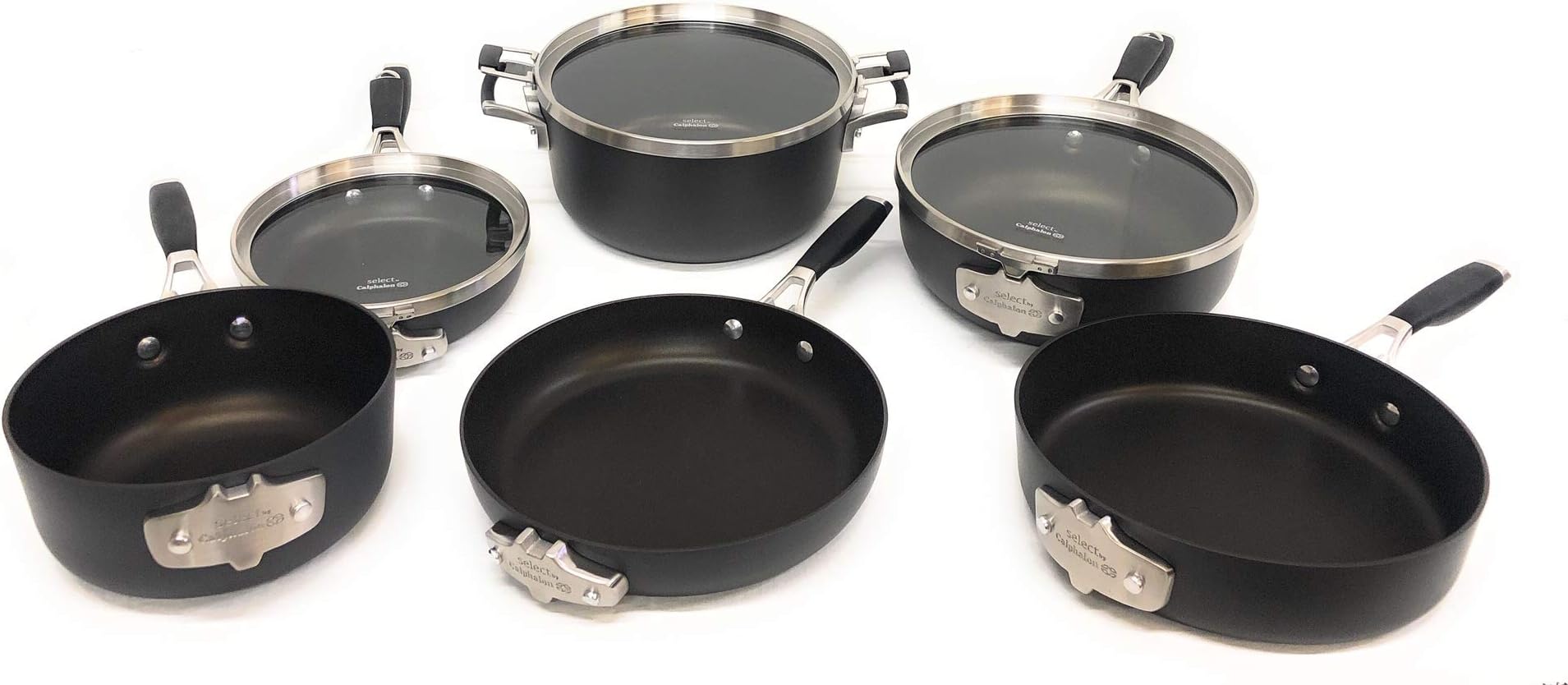 CalphalonSelect by Space Saving Hard Anodized Nonstick Cookware Set, 9 Piece