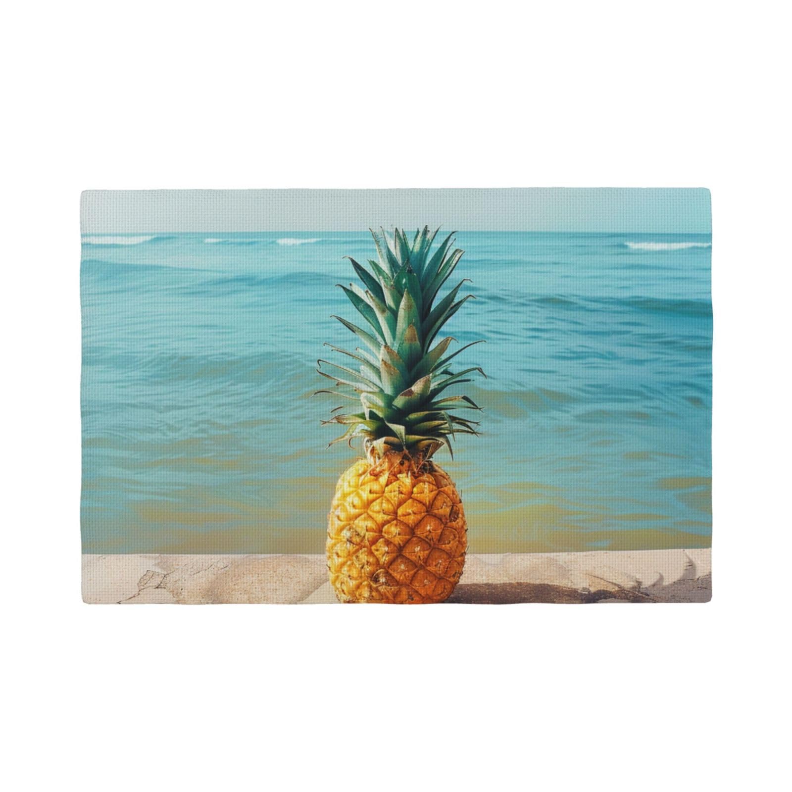 Pineapple by The Sea Print Placemats Set, Heat Resistant Washable Placemat 12x18in Table Mats for Party Kitchen Dining Table Decoration Indoor Outdoor, Six Piece
