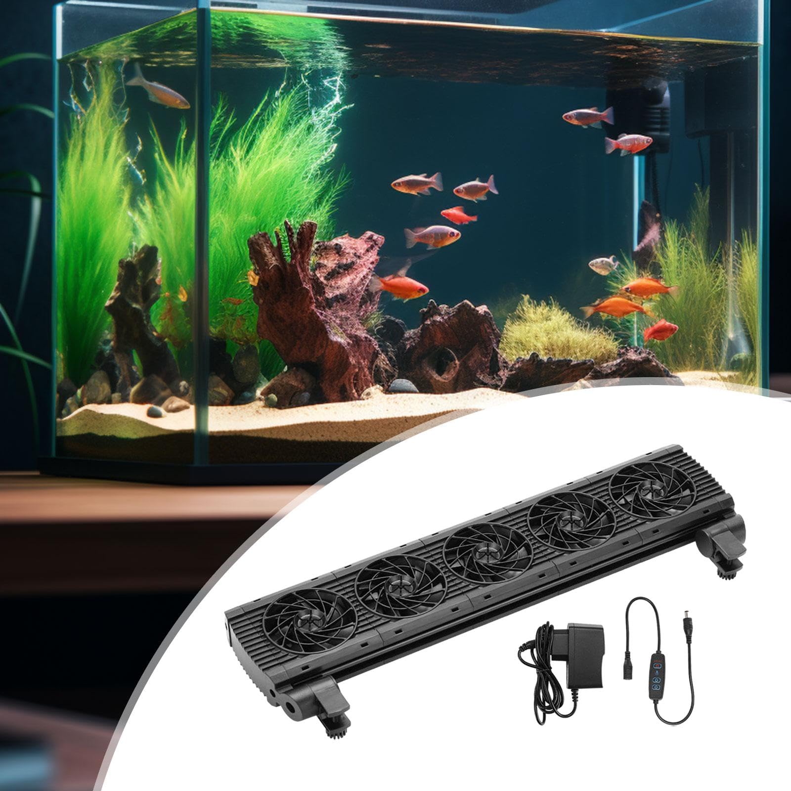 Aquarium Chiller Ventilateur pour Aquarium Ventilateur à Variable Système Compacte Régulateur de Température Support Aluminium Matéria, 5