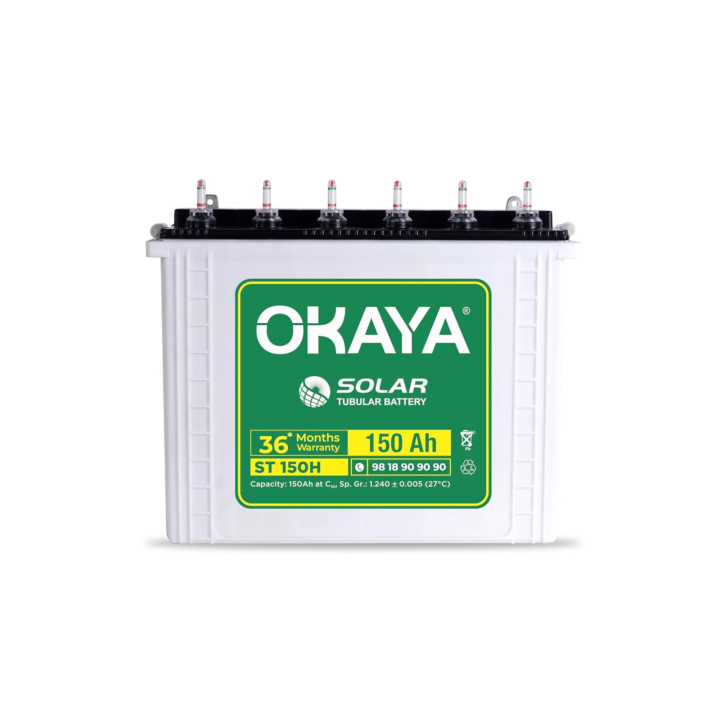 Okaya Solar ST 150H, 150Ah Tall Tubular Solar Battery for Home, Office & Shop with 36 Months Warranty