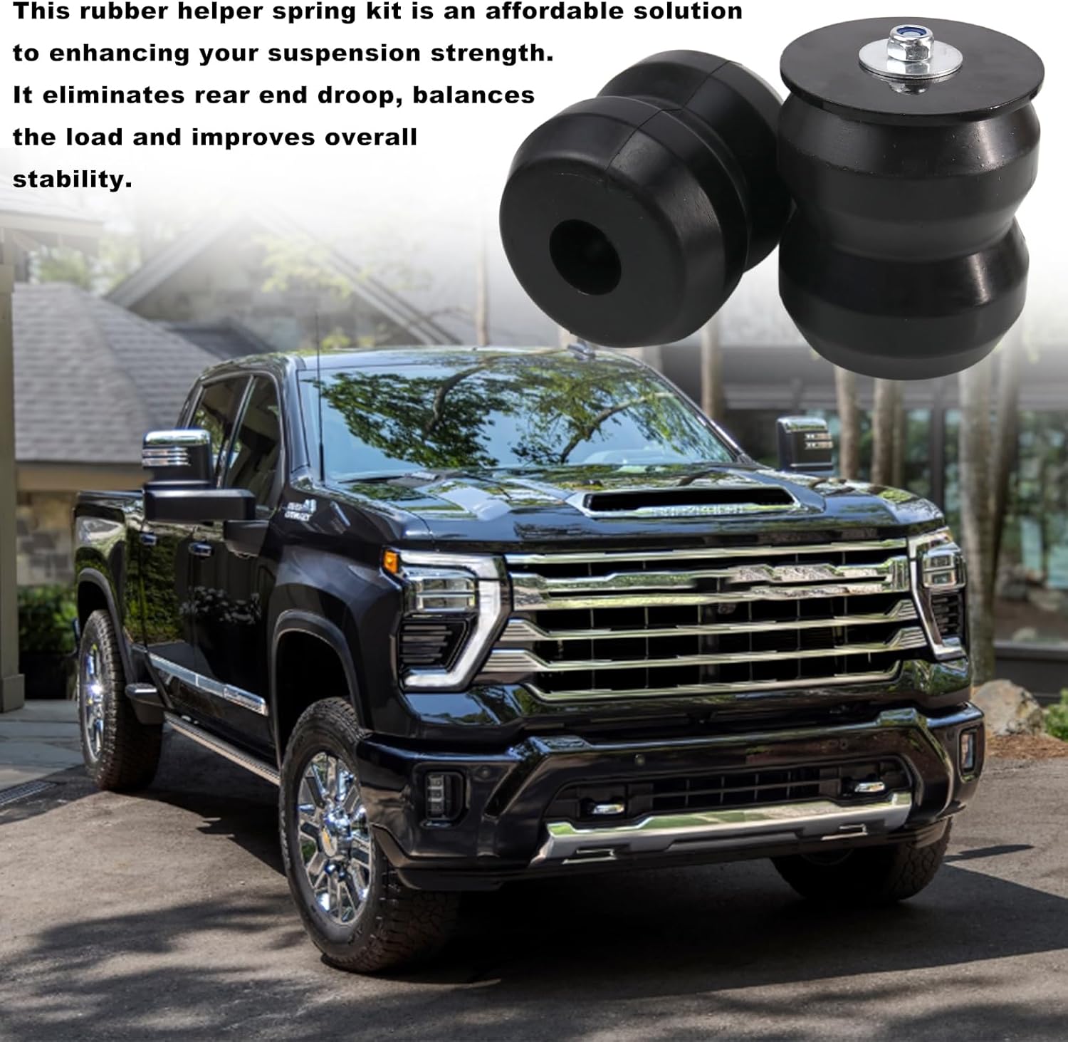 RULLINE Enhanced Rear Suspension Bump Stops Compatible With 1999-2021 Silverado 1500 & Sierra 1500-2WD/4WD Off-Road, 8600 lbs Capacity, Compatible With Chevy & GMC Pickup Trucks