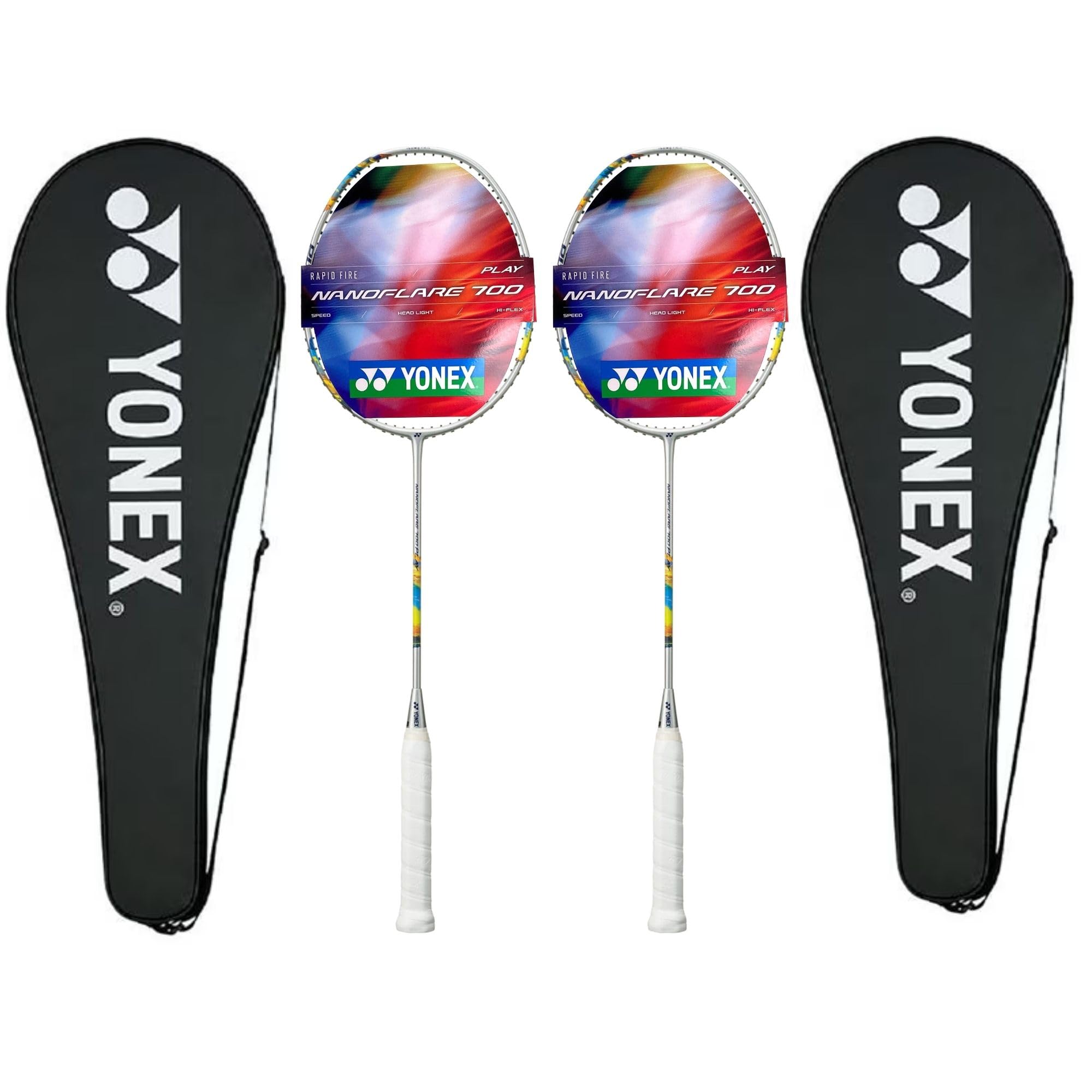 2X Yonex 2nd Gen Nanoflare 700 Play (Silver/Sky Blue) Badminton Racket - Pre Strung