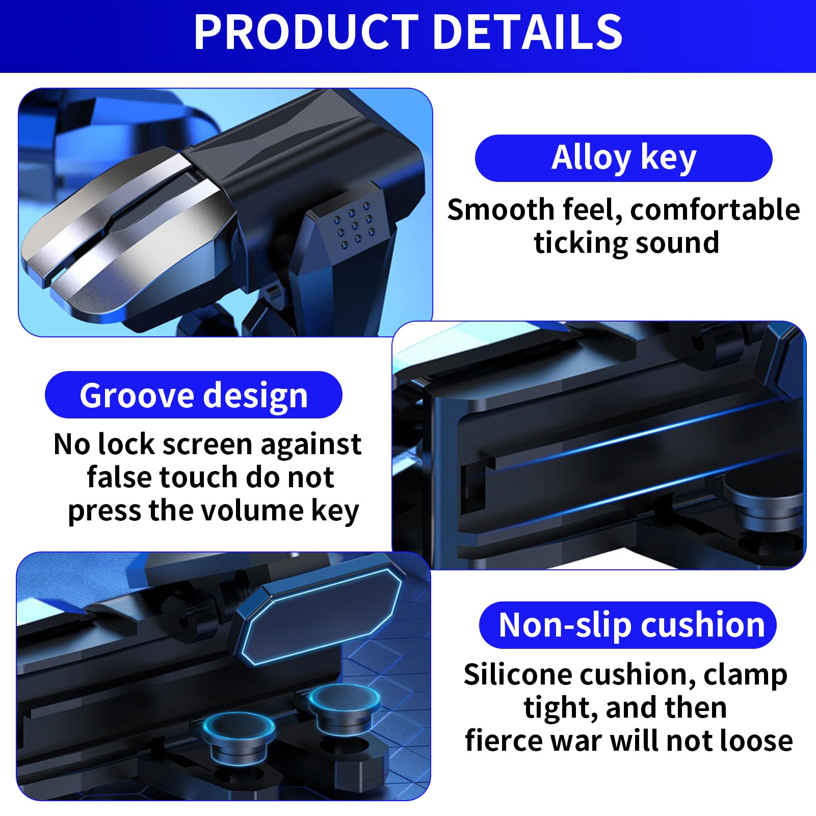 Toaluea 2 Pezzi Triggers 6 Dita Joystick Controller per PUBG COD, Trigger Mobile Gaming con Grilletti L1R1 L2R2, Triggle Grilletti Pulsante Meccanico Fisico per iPhone Telefono Smartphone Android