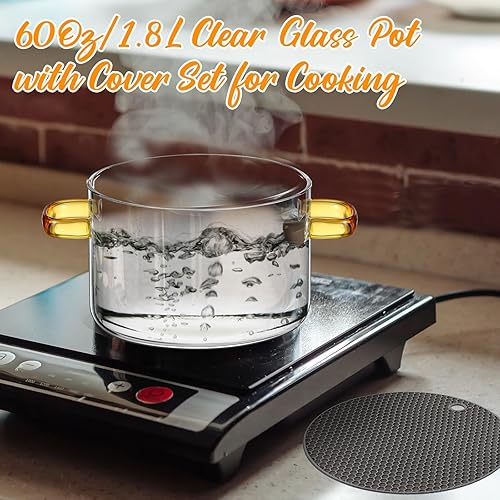 Miniatura 5 de Baderke Olla a fuego lento de Navidad para cocinar ollas festivas, olla a fuego lento con tapa y mango de madera, 2 cepillos y 2 alfombrillas de