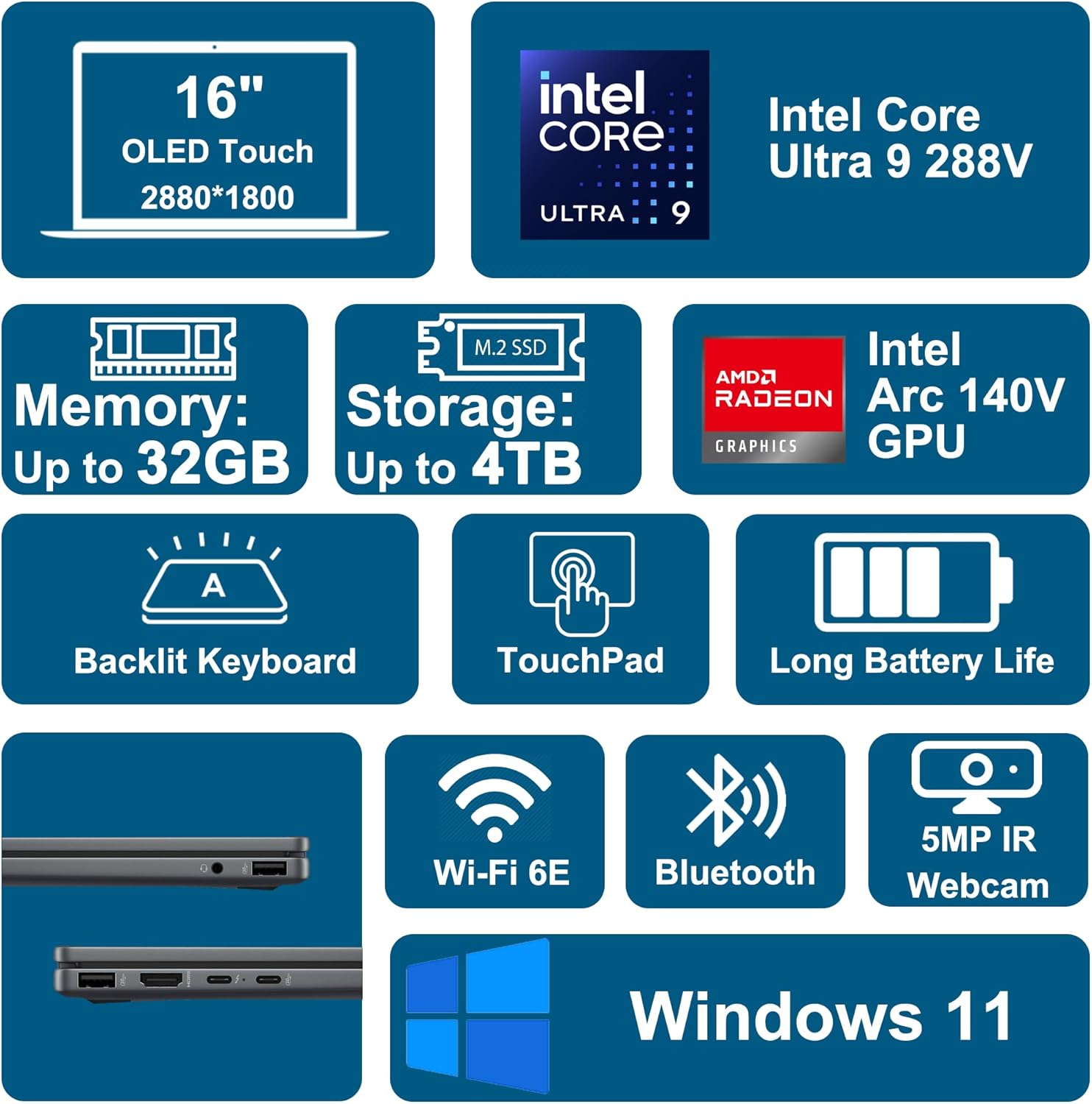 HP OmniBook X Flip 2-in-1 Laptop 16" 3K OLED Touch (100% DCI-P3, 120Hz) Intel 8-core Ultra 9 288V (Up to 48 Tops) 32GB RAM 2TB SSD for Creator Designer Business Professional Win11 ICP Hub