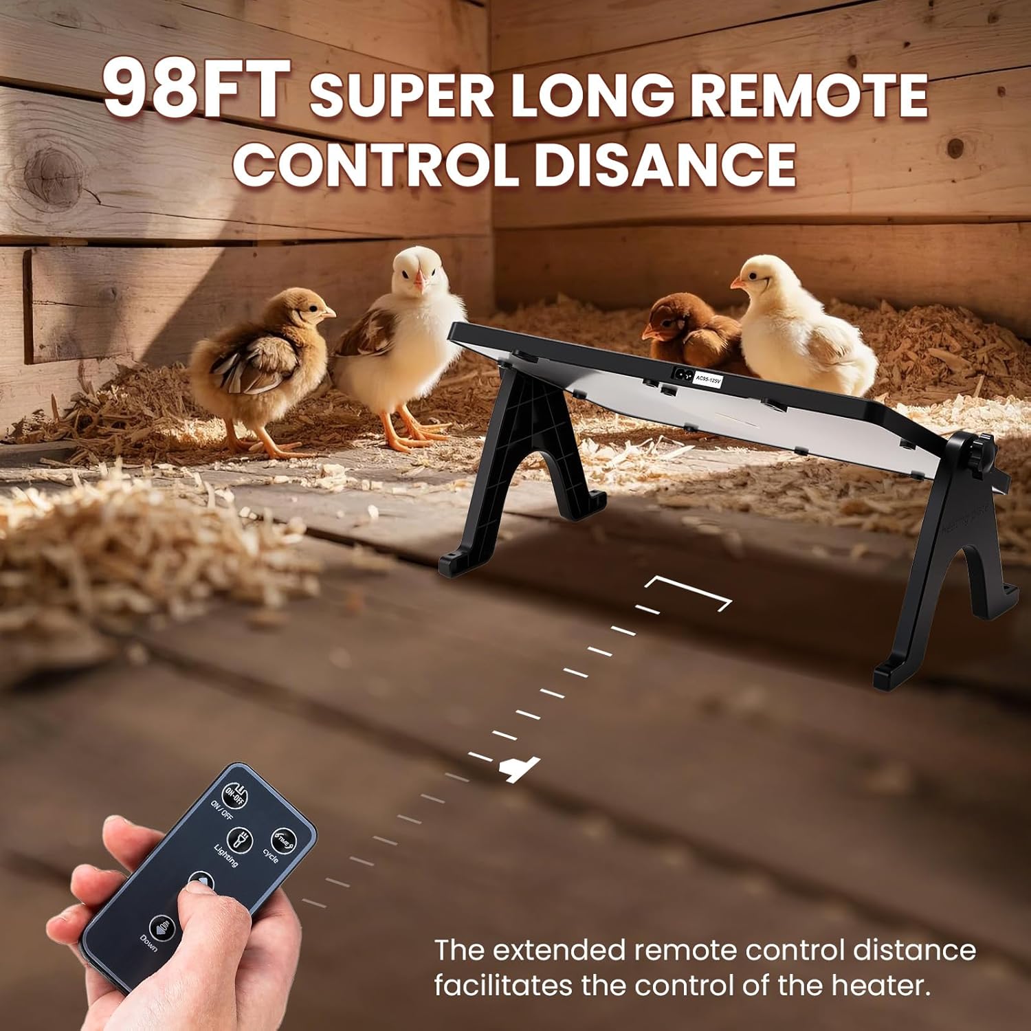 NEWTRY Chicken Coop Heater for Winter, 200W Dual-Sided Heating, Remote Control & Temp Adjustable Large Heat Warmer for Chickens, Ducks, Geese, Cats & Dogs