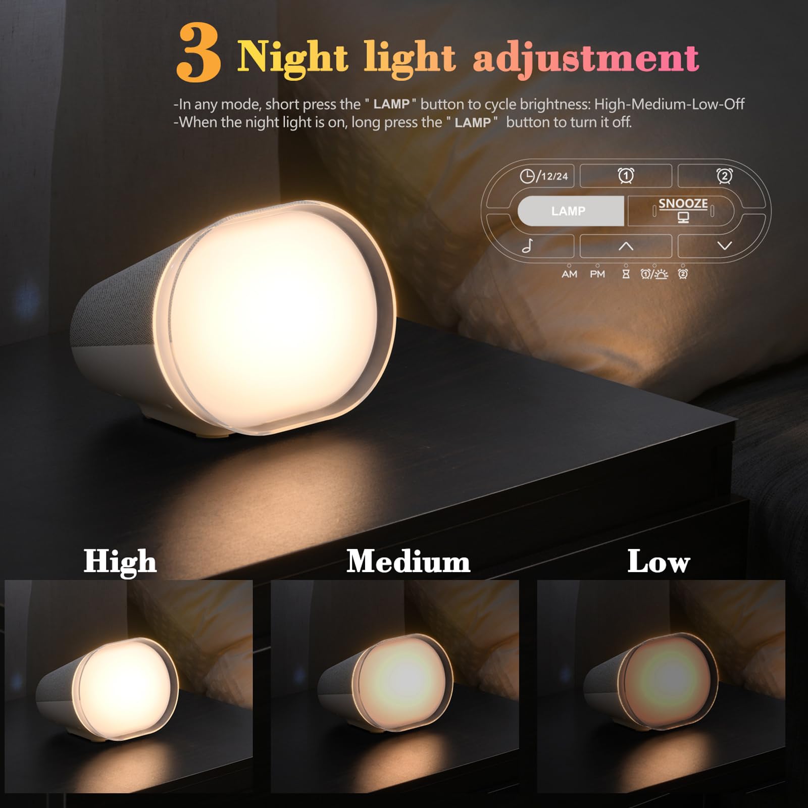 Lámpara de noche compacta de ABS con ruido y luz para luz de ruido para los ojos