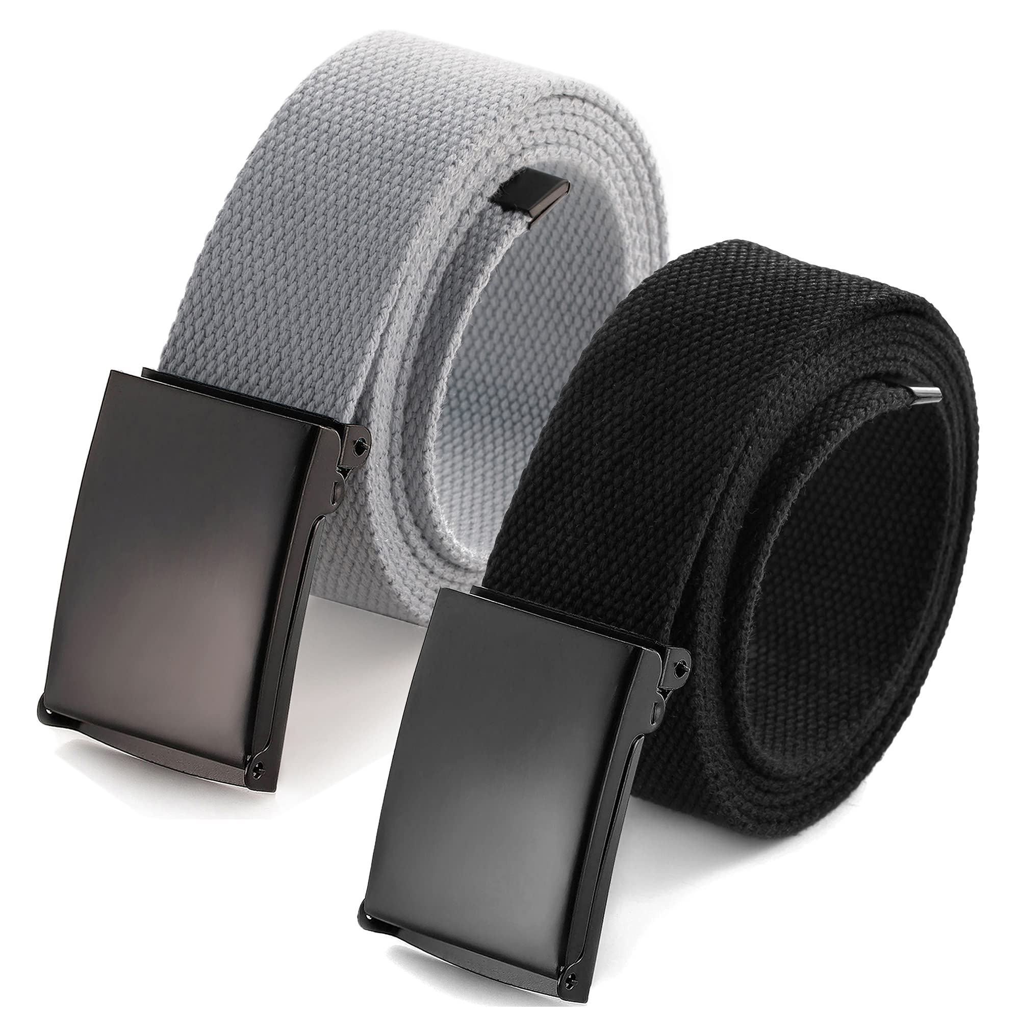 Mile High LifeCut To Fit Canvas Web Belt Size Up to 52" with Flip-Top Solid Black Military Buckle