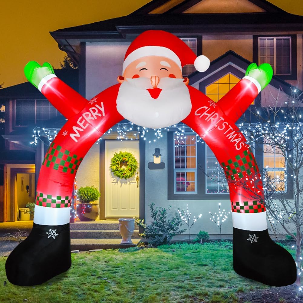 Christmas Archway Inflatable, 11 ft Santa Blow Up Arch with LED Light Christmas Inflatables Outdoor Decorations, Xmas Blow Up Decor for Lawn Home Party Yard Garden Décor - Image 7