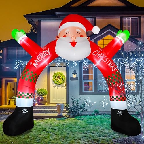 Miniatura 7 de Arco inflable de Navidad, arco inflable de Papá Noel de 11 pies con luz LED, decoraciones inflables de Navidad para exteriores, decoración inflable