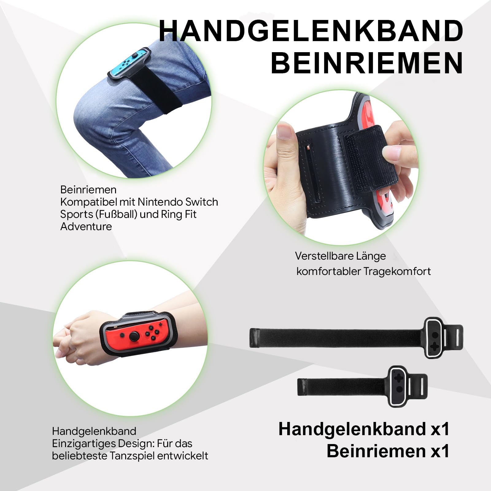 Switch Sport zubehör Bundle - Nargos 12-in-1-Set für Switch & Switch OLED: Joy-Con-Griffe für Mario Golf Super Rush, Handgelenkbänder & Beinhalterungen, komfortable Griffhülle und Tennis-Schläger