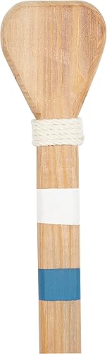 Vista 50 de Deco 79 Decoración de pared con remo de madera para el hogar, letrero de playa con detalles azules y detalle de cuerda, arte de pared de 6 x 2 x 47